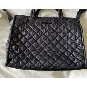 MZ WALLACE QUILTED BLACK NYLON METRO BOX TOTE